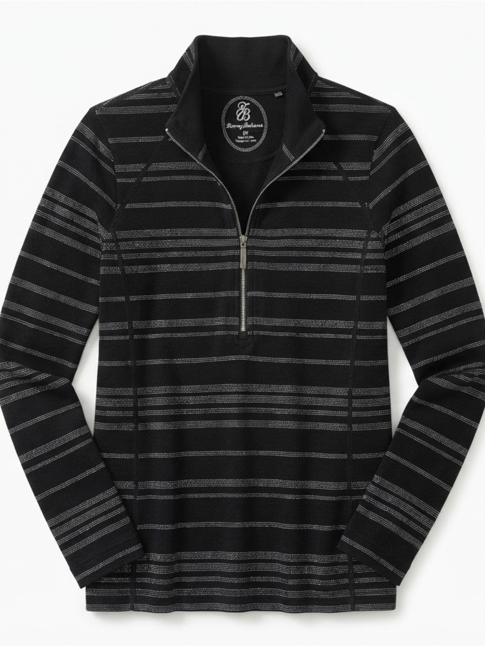 Tommy Bahama Black with Gray Stripes Half-Zip Sweater - Men's